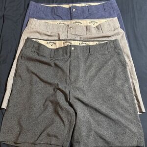 Callaway Mens Size 40 Performance Lightweight Golf Shorts Set Blue/Grey/Charcoal